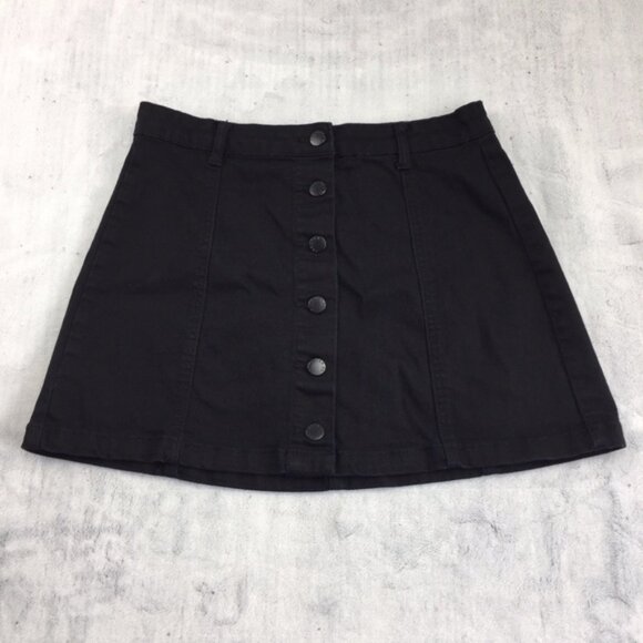Forever 21 Dresses & Skirts - Forever 21 Mini Skirt Button Front Black Denim